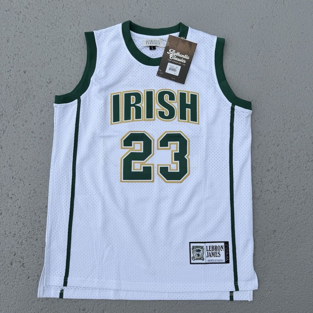 Men’s Lebron James Jersey St Vincent St Mary Irish High School White Large